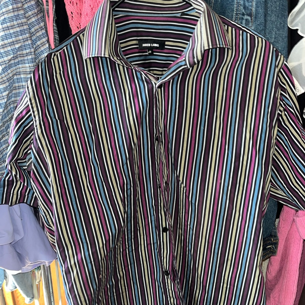 Jared Lang Purple and Blue Casual Button Down Shirt